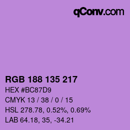 カラーコード: RGB 188 135 217 | qconv.com
