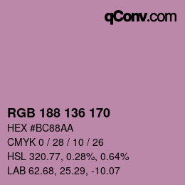 Color code: RGB 188 136 170 | qconv.com