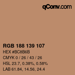 カラーコード: RGB 188 139 107 | qconv.com