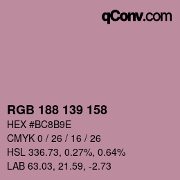 カラーコード: RGB 188 139 158 | qconv.com