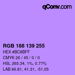 Color code: RGB 188 139 255 | qconv.com