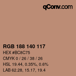 カラーコード: RGB 188 140 117 | qconv.com