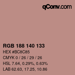 カラーコード: RGB 188 140 133 | qconv.com
