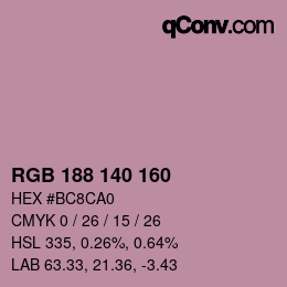 Color code: RGB 188 140 160 | qconv.com
