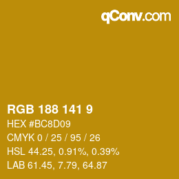 Color code: RGB 188 141 9 | qconv.com
