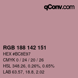 Color code: RGB 188 142 151 | qconv.com