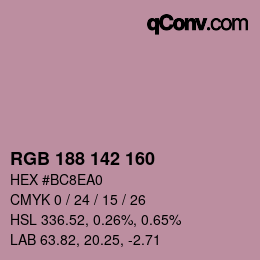 Farbcode: RGB 188 142 160 | qconv.com