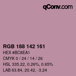 Color code: RGB 188 142 161 | qconv.com