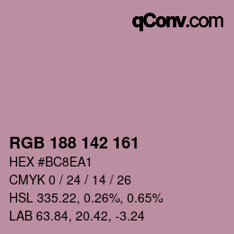 Color code: RGB 188 142 161 | qconv.com