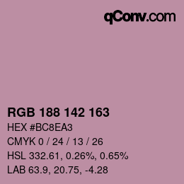 Color code: RGB 188 142 163 | qconv.com