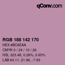 カラーコード: RGB 188 142 170 | qconv.com