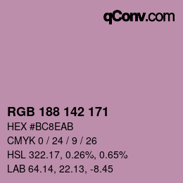 Color code: RGB 188 142 171 | qconv.com