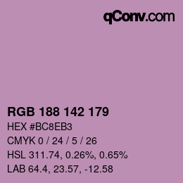 Color code: RGB 188 142 179 | qconv.com