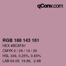 カラーコード: RGB 188 143 161 | qconv.com