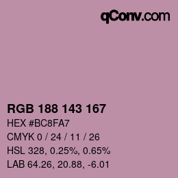 Color code: RGB 188 143 167 | qconv.com
