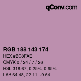 颜色代码: RGB 188 143 174 | qconv.com