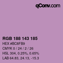 Color code: RGB 188 143 185 | qconv.com