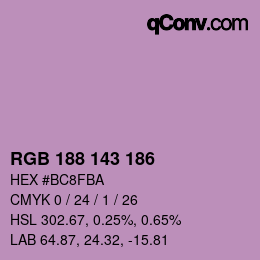 Color code: RGB 188 143 186 | qconv.com