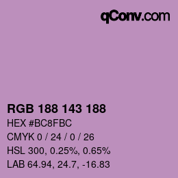 カラーコード: RGB 188 143 188 | qconv.com