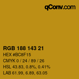 カラーコード: RGB 188 143 21 | qconv.com