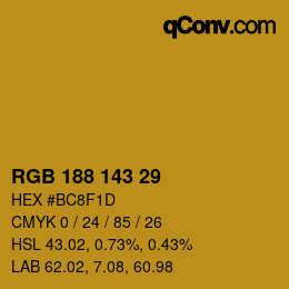 カラーコード: RGB 188 143 29 | qconv.com