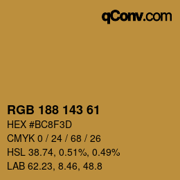 カラーコード: RGB 188 143 61 | qconv.com