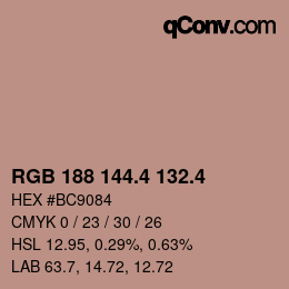 カラーコード: RGB 188 144.4 132.4 | qconv.com
