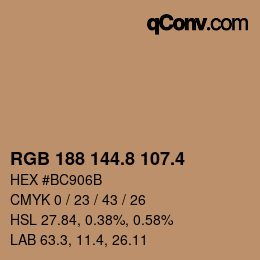 カラーコード: RGB 188 144.8 107.4 | qconv.com