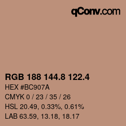 カラーコード: RGB 188 144.8 122.4 | qconv.com