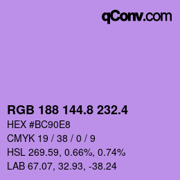 カラーコード: RGB 188 144.8 232.4 | qconv.com