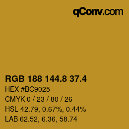 カラーコード: RGB 188 144.8 37.4 | qconv.com