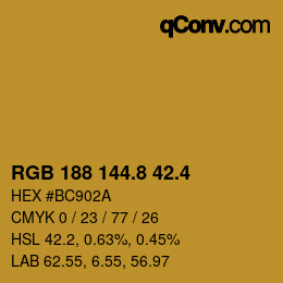 カラーコード: RGB 188 144.8 42.4 | qconv.com