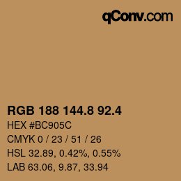 カラーコード: RGB 188 144.8 92.4 | qconv.com