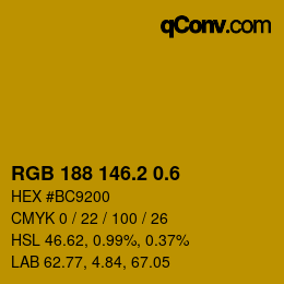 カラーコード: RGB 188 146.2 0.6 | qconv.com