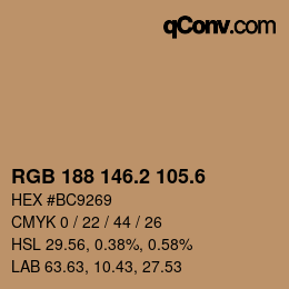 カラーコード: RGB 188 146.2 105.6 | qconv.com