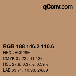 カラーコード: RGB 188 146.2 110.6 | qconv.com
