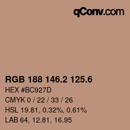 カラーコード: RGB 188 146.2 125.6 | qconv.com