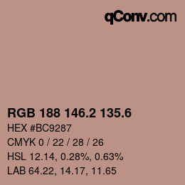 カラーコード: RGB 188 146.2 135.6 | qconv.com