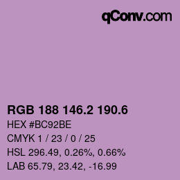 カラーコード: RGB 188 146.2 190.6 | qconv.com