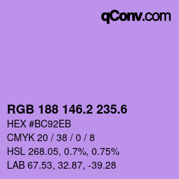 カラーコード: RGB 188 146.2 235.6 | qconv.com