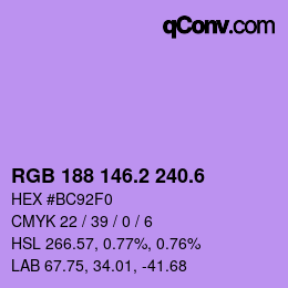 カラーコード: RGB 188 146.2 240.6 | qconv.com