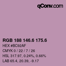 カラーコード: RGB 188 146.6 175.6 | qconv.com