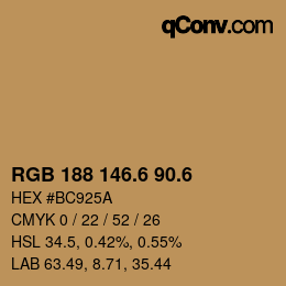 カラーコード: RGB 188 146.6 90.6 | qconv.com