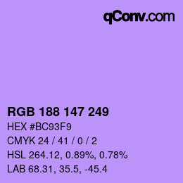 Color code: RGB 188 147 249 | qconv.com