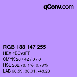 Color code: RGB 188 147 255 | qconv.com