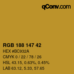 Color code: RGB 188 147 42 | qconv.com