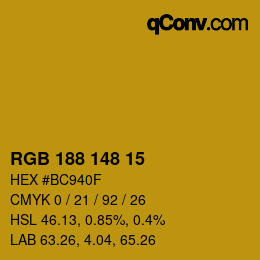 Color code: RGB 188 148 15 | qconv.com