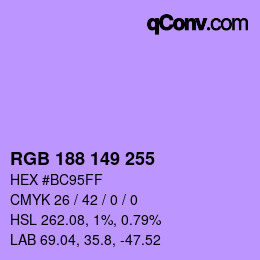 カラーコード: RGB 188 149 255 | qconv.com