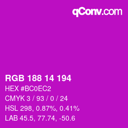 Color code: RGB 188 14 194 | qconv.com