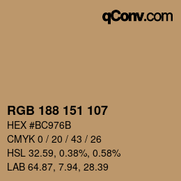 Color code: RGB 188 151 107 | qconv.com